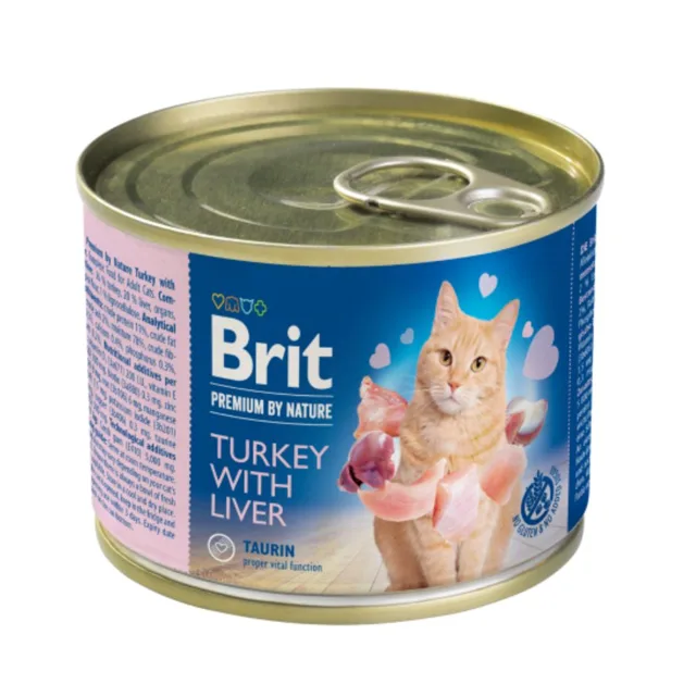 Brit Premium Cat by Nature konzerva Turkey & Liver 200 g | P58061