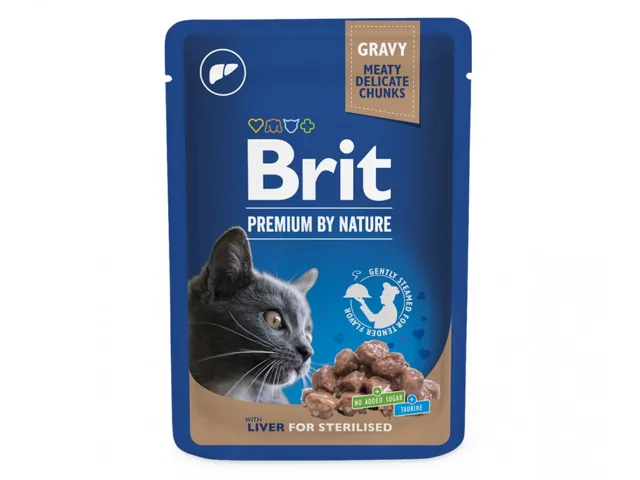 Brit Premium Cat Pouches Liver for Sterilised in Gravy - 100g