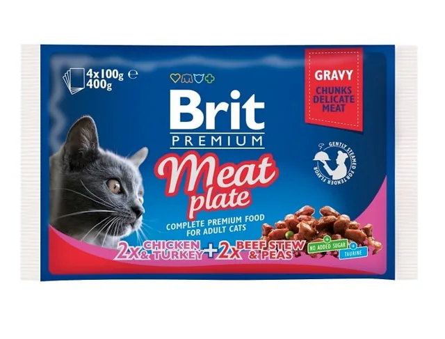 BRIT Sada kapsiček Cat Adult Meat Plate 4x100g