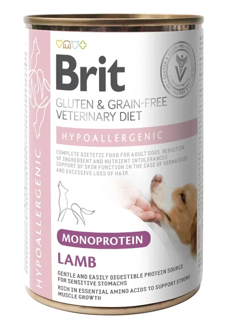 BRIT Veterinary Diet Dog Hypoallergenic Monoprotein Lamb 400g s jehněčím masem pro psy s alergiemi a kožními problémy