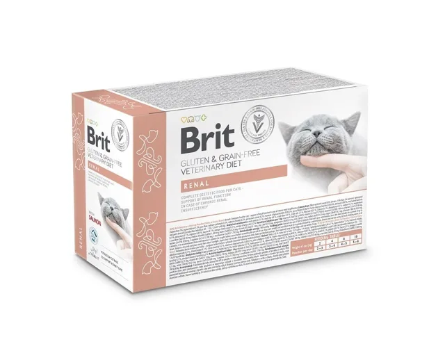 BRIT Veterinary Diet Grain Free Renal Cat Fillets in Gravy Salmon 12x85g pro kočky podporující funkce ledvin