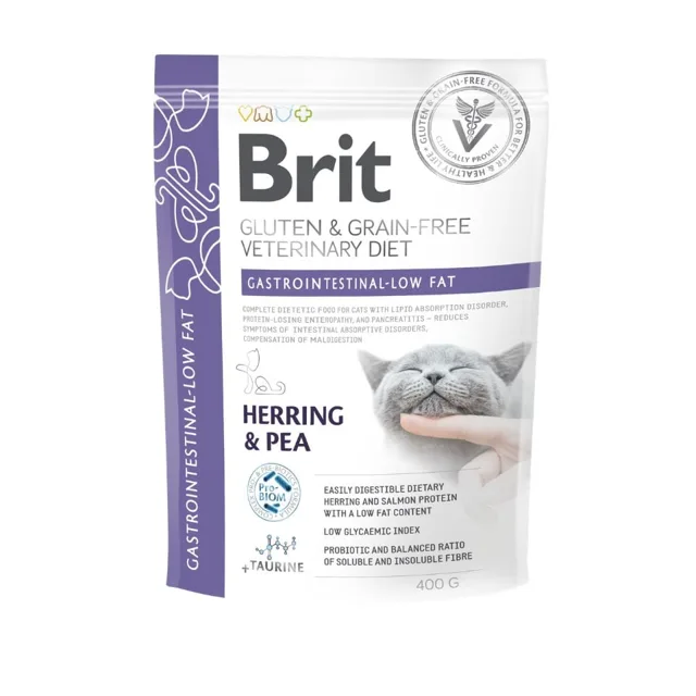 BRIT Veterinary Diets Cat GF Gastrointestinal Low Fat 400 g bezobilné krmivo pro kočky s poruchami trávicího systému