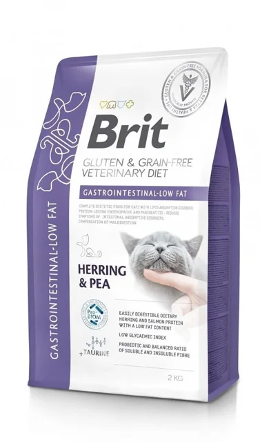 BRIT Veterinary Diets Cat Grain Free Gastrointestinal Low Fat 2 kg při poruchách trávicího systému kočky