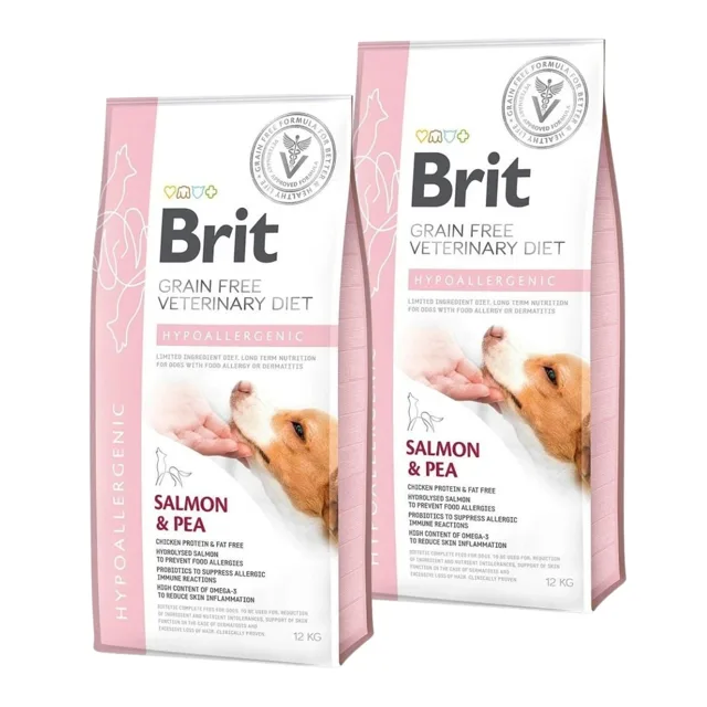 BRIT Veterinary Diets Dog Hypoallergenic 2x12 kg hypoalergenní veterinární krmivo pro psy s potravinovými alergiemi a intolerancí