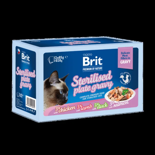 BritPremium Cat Delicate Fillets in Gravy Family Plate Sterilised (12x85g) 1,02 kg