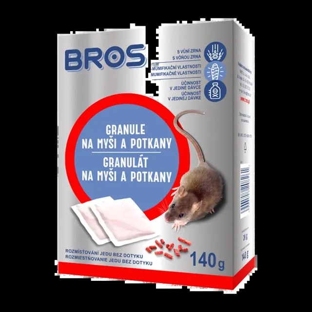 Bros Granule na myši a potkany Rodenticid 140 g