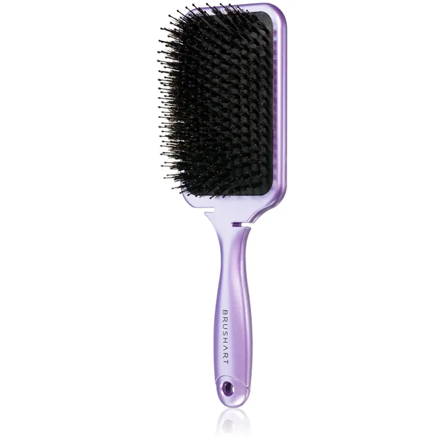 BrushArt Plochý kartáč Boar Bristle Paddle Hairbrush Metalická lila