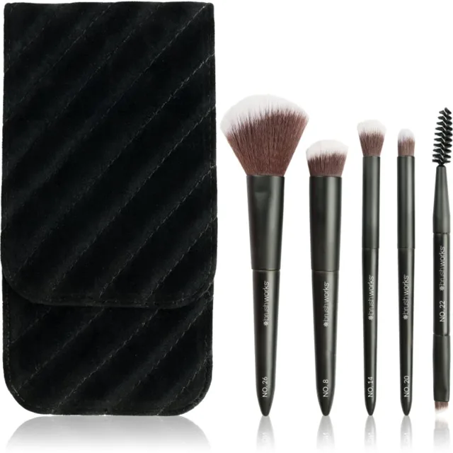Brushworks Mini Travel Face & Eye Brush Set cestovní sada štětců s taštičkou