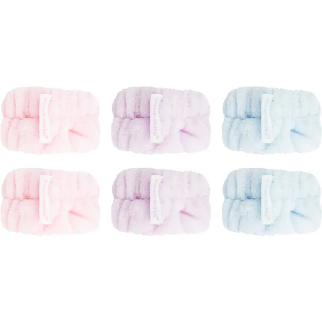 Brushworks Pastel Microfibre Wrist Wash Bands náramky proti stékající vodě při mytí obličeje 6 ks