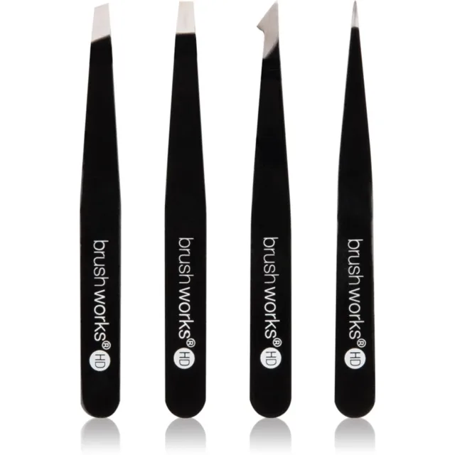 Brushworks The Complete sada pinzet na obočí Black 4 ks