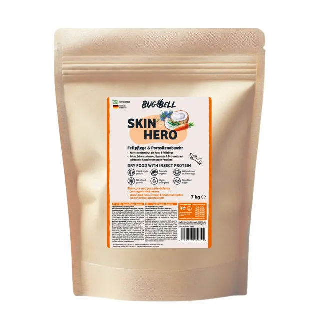 BugBell suché krmivo Skin Hero - výhodné balení: 4 x 7 kg