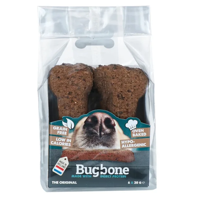 BUGBONE Pamlsky pro psy medium kost s hmyzem 6 kusů