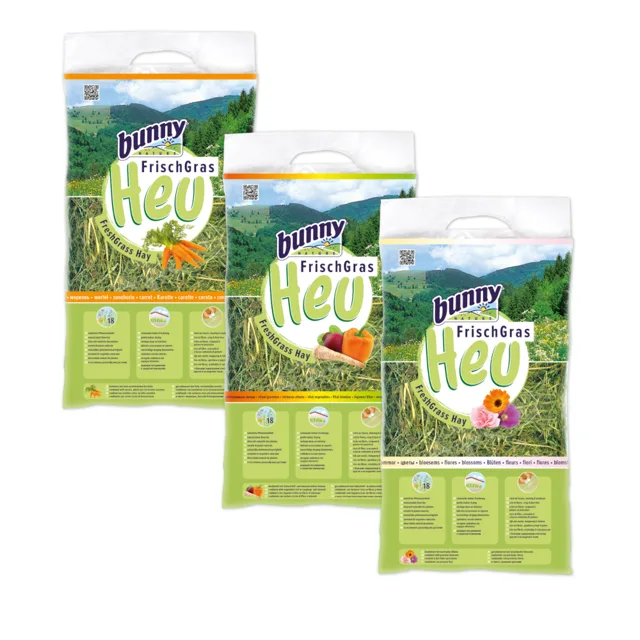 Bunny FreshGrass Hay Set Carrot, Vital, Blossoms - 3 x 500 g
