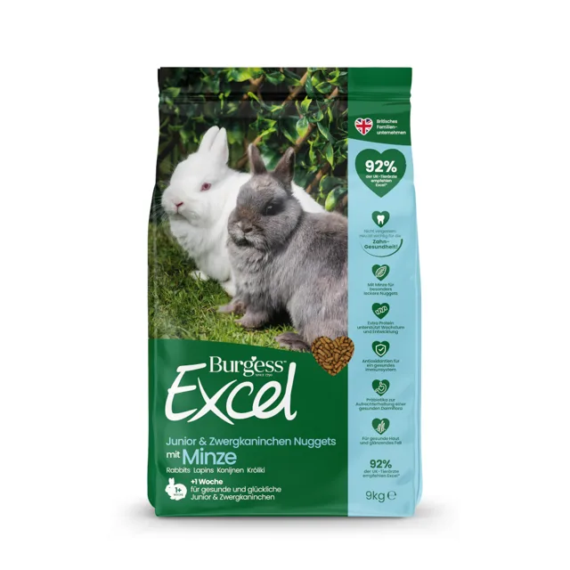 Burgess Excel Junior & Dwarf Rabbit nugetky s mátou - 9 kg
