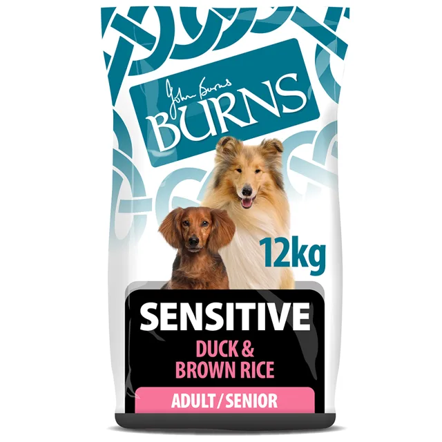 Burns Dog Adult & Senior Sensitive kachní s hnědou rýží - Výhodné balení: 2 x 12 kg