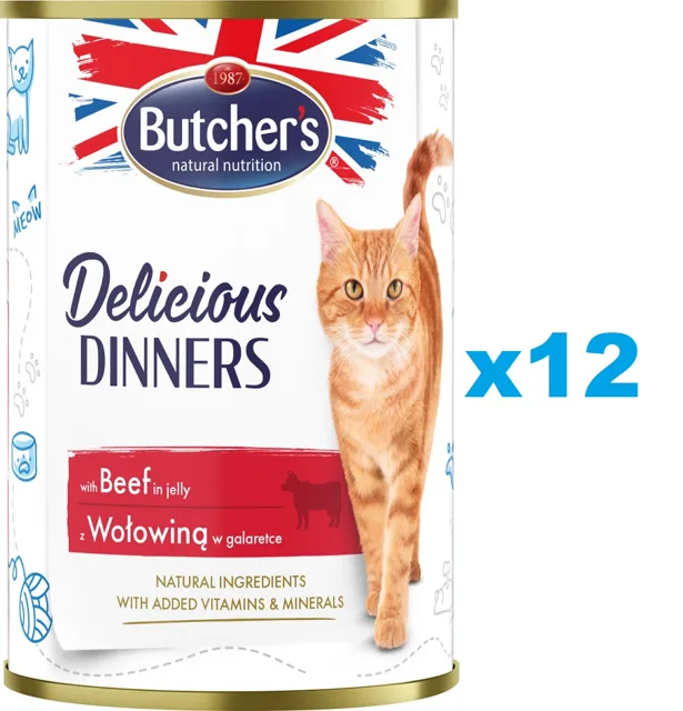 BUTCHER'S Delicious Dinners kousky hovězího v želé 12x400g