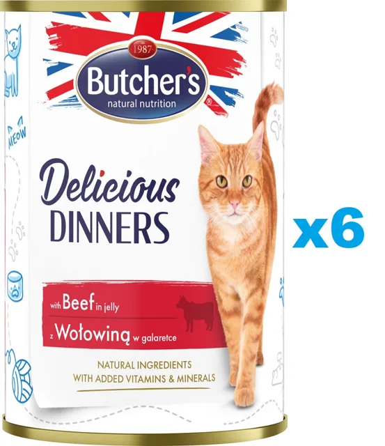 BUTCHER'S Delicious Dinners kousky hovězího v želé 6 x 400g