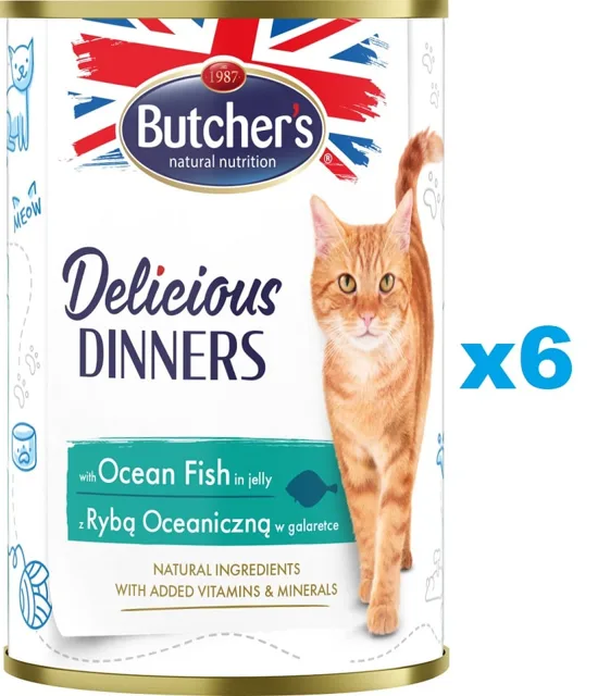 BUTCHER'S Delicious Dinners kousky mořské ryby v želé 6 x 400g