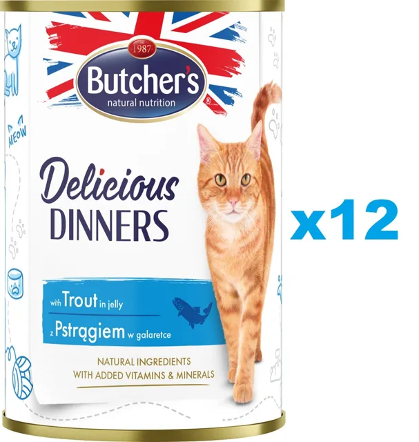 BUTCHER'S Delicious Dinners kousky pstruha v želé  12x400g