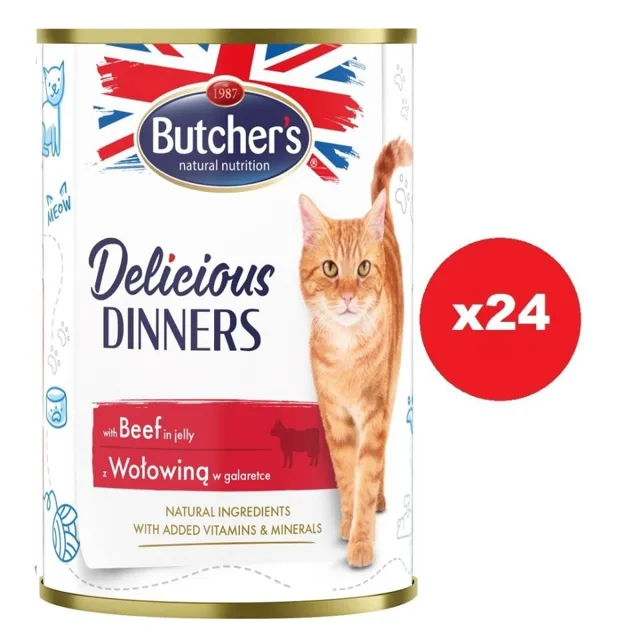 BUTCHER'S Delicious Dinners kousky s hovězím masem v želé 24 x 400g