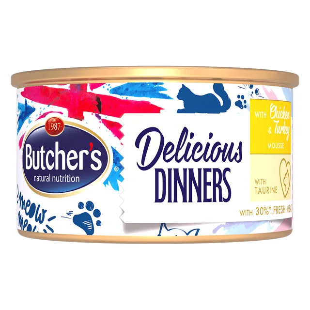 Butcher's Delicious Dinners pro kočky 48 × 85 g - výhodné balení - hovězí maso & játra