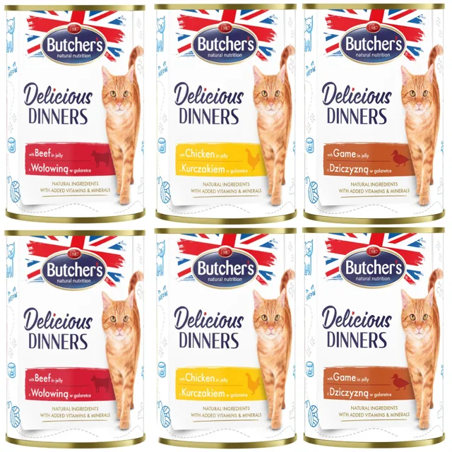Butcher's Delicious Dinners pro kočky 6 ks (6 x 400 g) - míchané balení (3 druhy)
