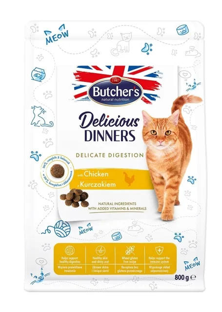 BUTCHER'S Functional Cat Dry Sensitive pro citlivé kočky s kuřecím masem 800 g