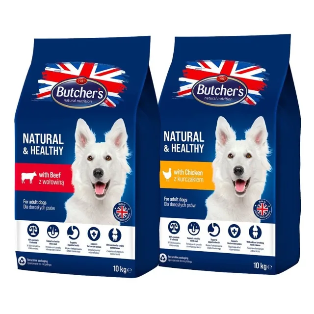 BUTCHER'S Natural&amp;Healthy Mix chutí pro psy s kuřecím a hovězím masem 2 x 10 kg