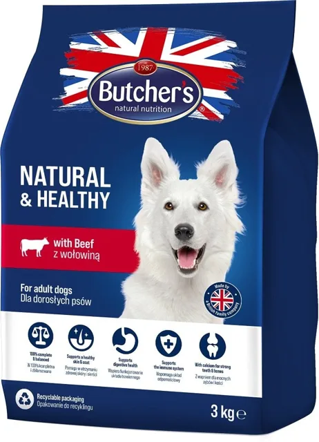 BUTCHER'S Natural&amp;Healthy Suché krmivo pro psy s hovězím masem 6 kg (2 x 3 kg)