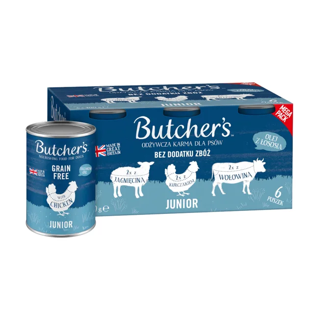 Butcher's Original Grain Free Junior 6 x 400 g - míchané balení (3 druhy)