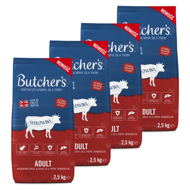BUTCHER'S Original granule pro psy s hovězím 4 x 2,5 kg