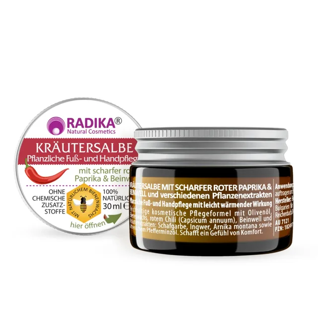 Bylinná mast s červenou paprikou a kostivalem - 30 ml - Bioherba