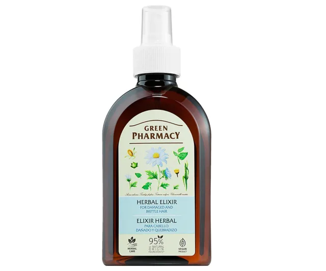 Bylinný sprej pro poškozené a lámavé vlasy Green Pharmacy Herbal Elixir - 250 ml