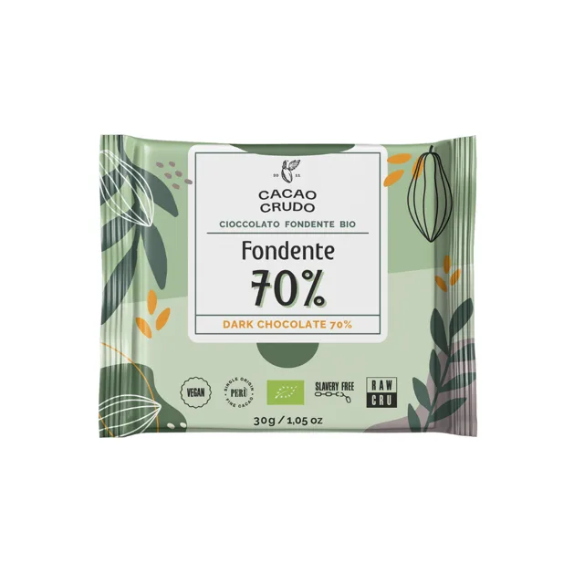 Cacao Crudo Raw Hořká čokoláda 70%, BIO, 30 g