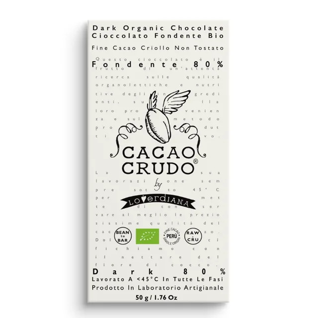 Cacao Crudo Raw Hořká čokoláda 80%, BIO, 50 g