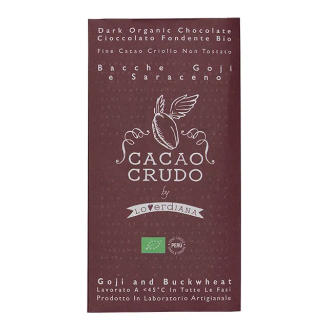 Cacao Crudo Raw Hořká čokoláda s Goji a pohankou, BIO, 50 g