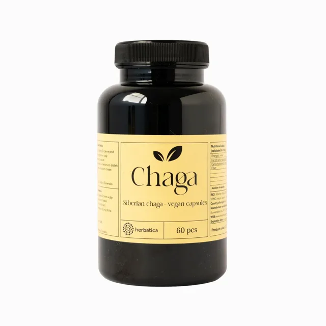 Čaga sibiřská - 60 veganských kapslí (300 mg/kapsle) - Herbatica