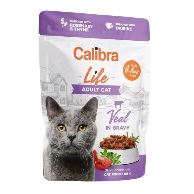 CALIBRA Cat Life Pouch Adult Veal in gravy 85 g telecí maso v omáčce pro kočky