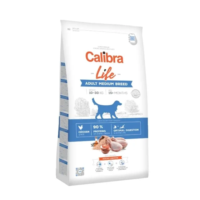 CALIBRA Dog Life Adult Medium Breed Chicken 12 kg + SIMPLY FROM NATURE ​Přírodní hovězí tyčinky 3 ks