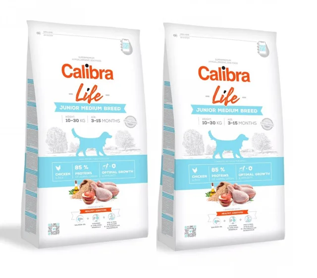 CALIBRA Dog Life Junior Medium Breed Chicken 2 x 12 kg