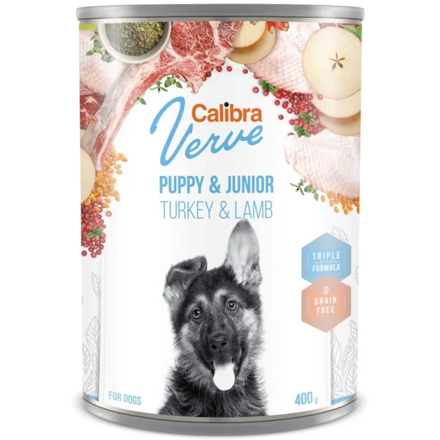 Calibra Dog Verve konzerva GF Junior Turkey & Lamb 400 g | Konzerva pro psy | P58051