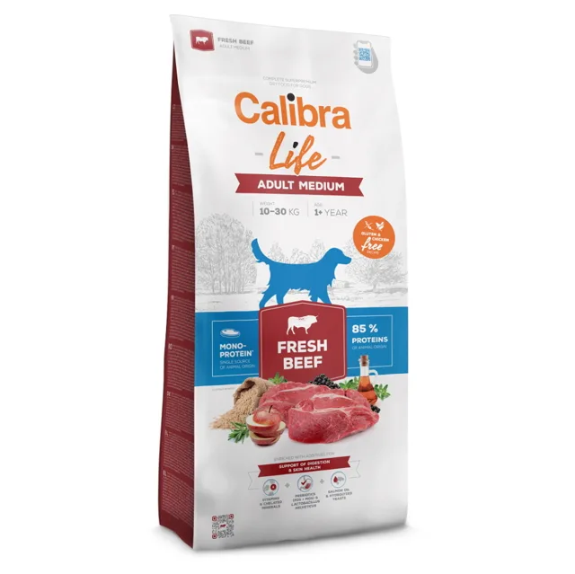 CALIBRA Life Fresh Beef Adult Medium granule pro psy, Hmotnost balení: 2,5 kg