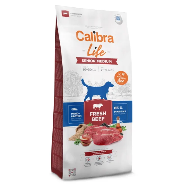 CALIBRA Life Fresh Beef Senior Medium granule pro psy, Hmotnost balení: 2,5 kg