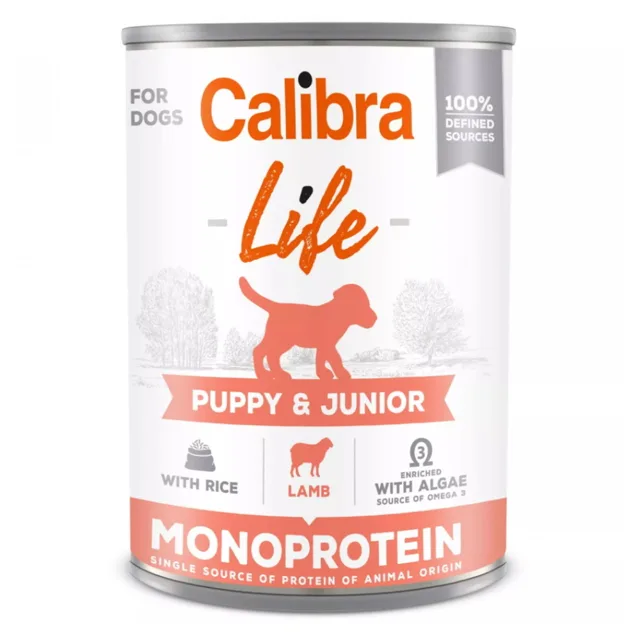 CALIBRA Life konzerva Puppy&Junior Lamb&rice pro štěňata 400 g