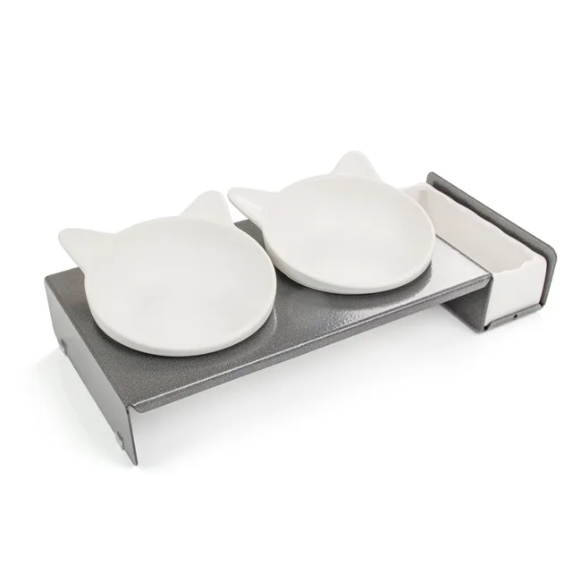 CanadianCat Company Cat Diner podstavec na misky - Kov: 2 x 250 ml, Ø 15 cm