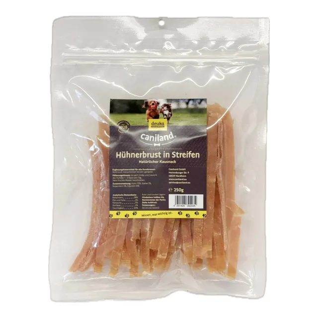 Caniland kuřecí prsíčka v proužcích - výhodné balení: 6 x 250 g