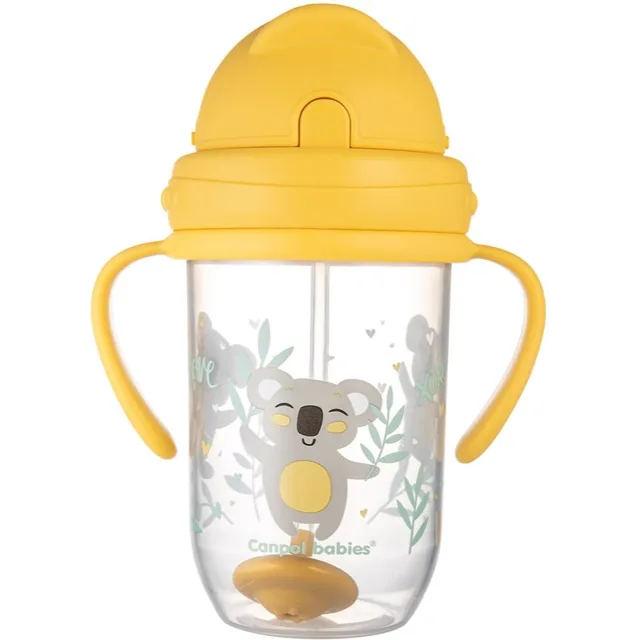 Canpol babies Exotic Animals Cup With Straw hrnek s brčkem Yellow 1 ks
