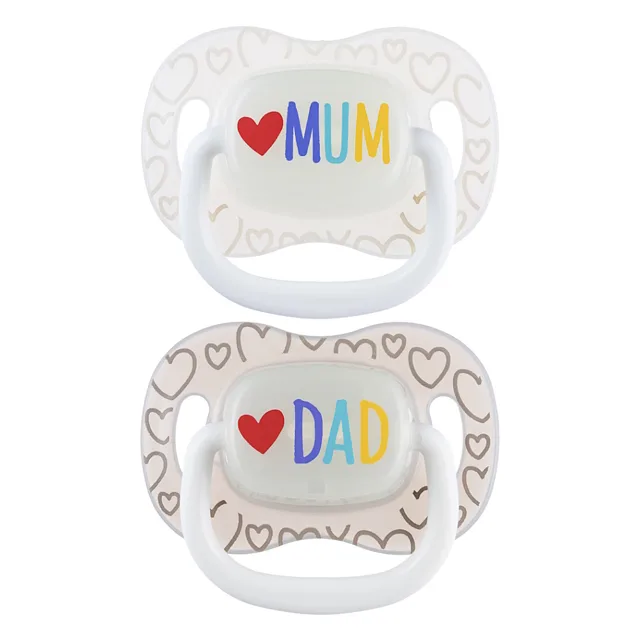 CANPOL BABIES Mum&Dad dudlík svítící silikonový symetrický 0-6m 2 kusy