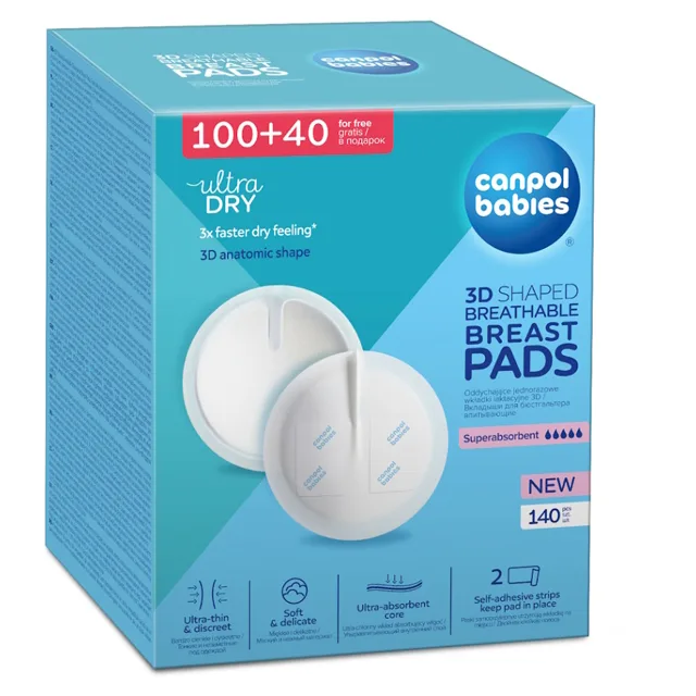 CANPOL BABIES Tvarované prodyšné prsní vložky 3D 100 + 40 kusů