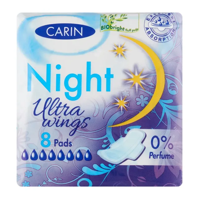 Carin Hygienické vložky Ultra Night s křidélky 8 ks 8 ks